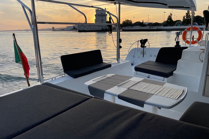LUXURY Catamaran Sunset and Wine cruise - Cacilhas, Christ the King, and the south bank