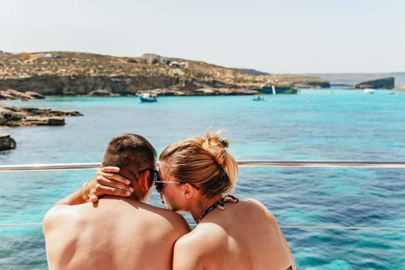 Malta: Blue Lagoon, Beaches & Bays Trip by Catamaran - Anchor Bay and the view of Popeye’s Village