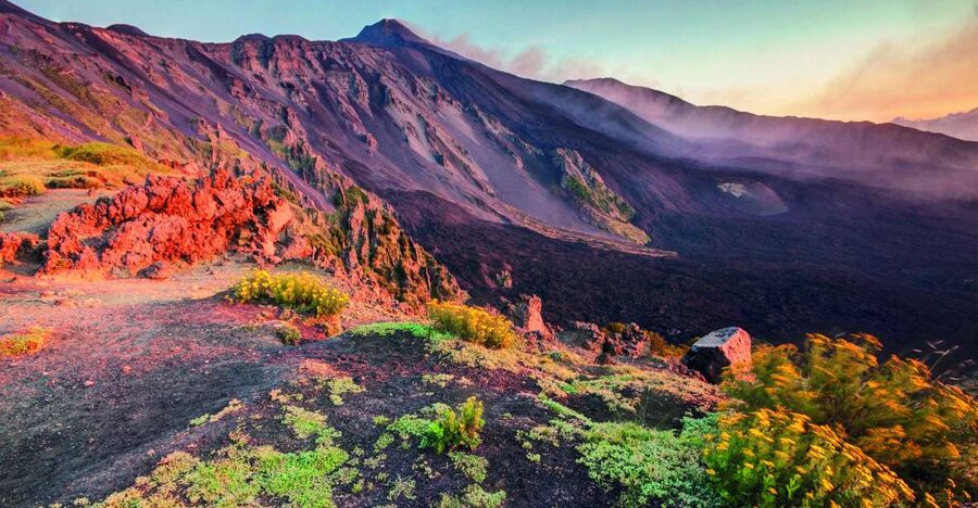 Malta: Mount Etna and Taormina Guided Day Trip by Catamaran - Reaching Mount Etna through changing scenery