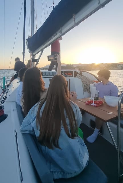 Marbella: sunset sailboat trip Drinks-Snacks,2 hour - Swimming, paddle surf, fishing, and dolphins