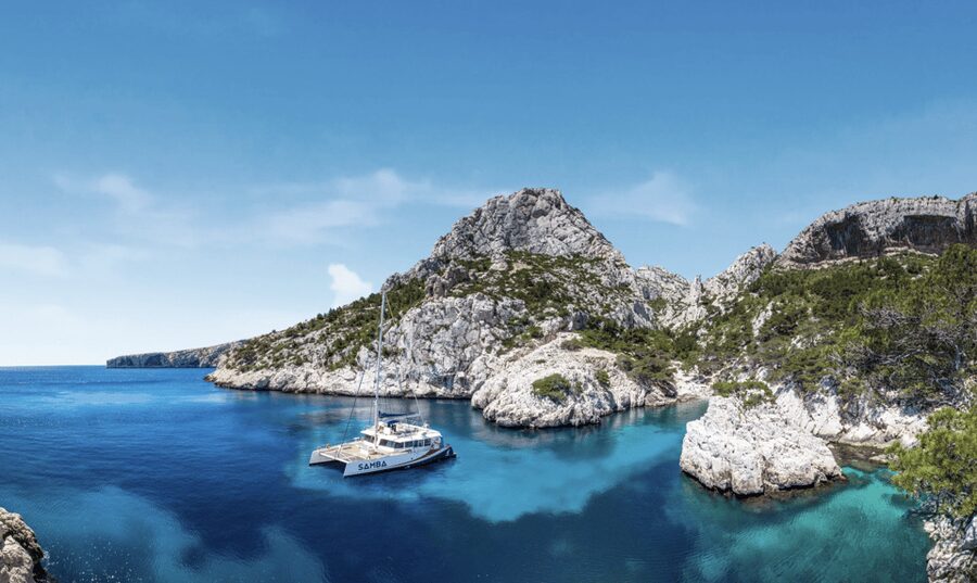 Marseille: A day on a catamaran in the Calanques - All inclusive - The first cove, swimming, and the morning meal