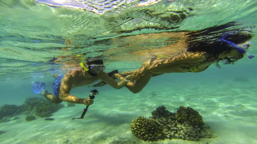 Mauritius: Ile aux Cerf Catamaran w/Waterfall Visit & Lunch - The crew sets the mood with Sega music