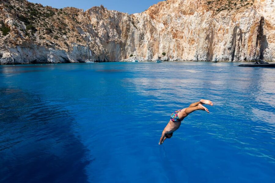 Milos: Full-Day Sailboat Cruise with Food and Open Bar - Gerakas combines lunch with another swim