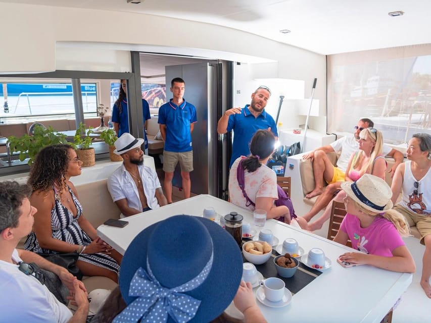 Milos: Kleftiko Sunset Catamaran Cruise with Meal & Drinks - Sunset on the return sail