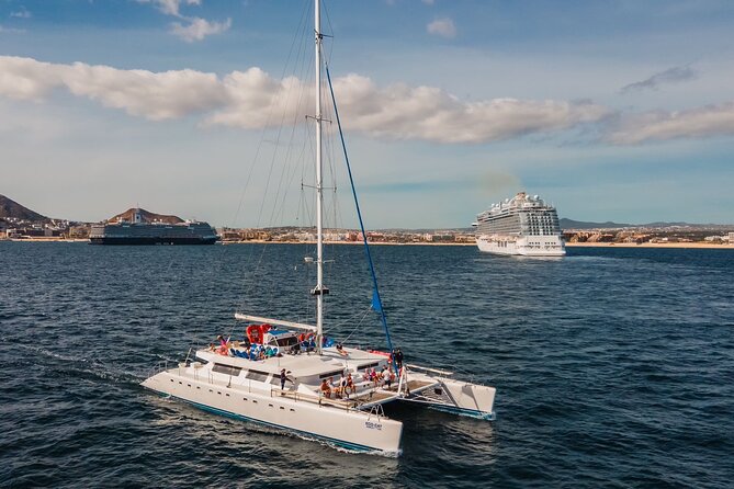 Multimillion Yacht Cabo Cruise Sunset or Snorkel Optional PICKUP! - Sunset sailing, music, and the open bar