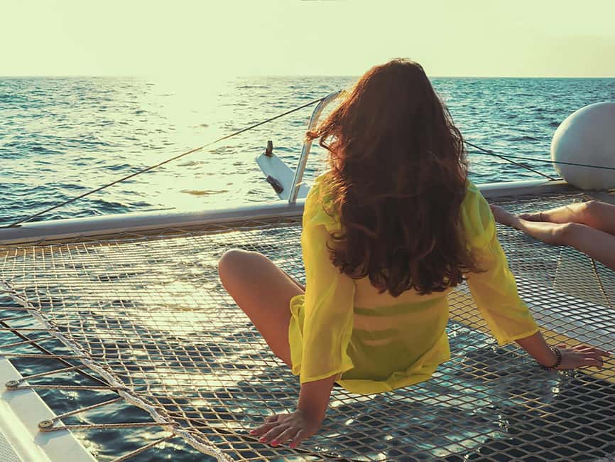 Mykonos: Rhenia Island Catamaran Cruise with Meal and Drinks - Greek lunch, wine, and a practical onboard menu