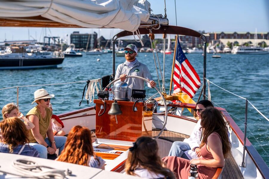 Newport: Day Sailing and Sightseeing Boat Tour on a Schooner - Newport Bridge from the water