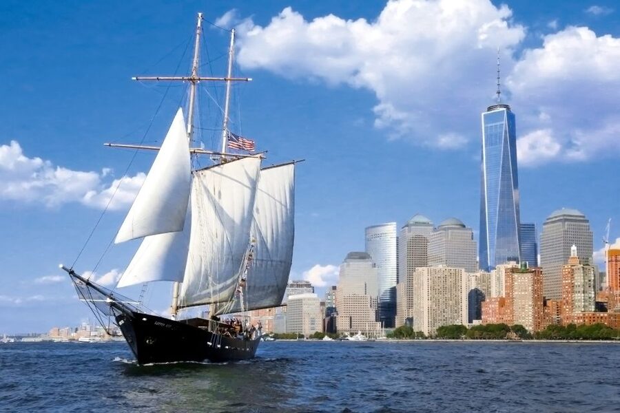 NYC: Statue of Liberty Day Sail with Onboard Bar - One World Trade Center from the water