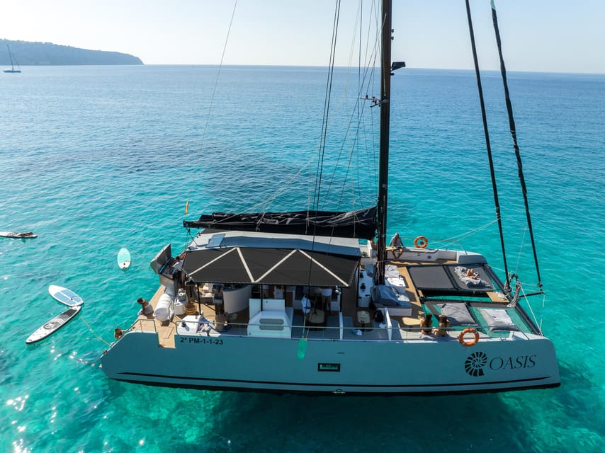 Palma: Cueva Verde and Cala Vella Catamaran Cruise with BBQ - A spacious catamaran from Palma Port