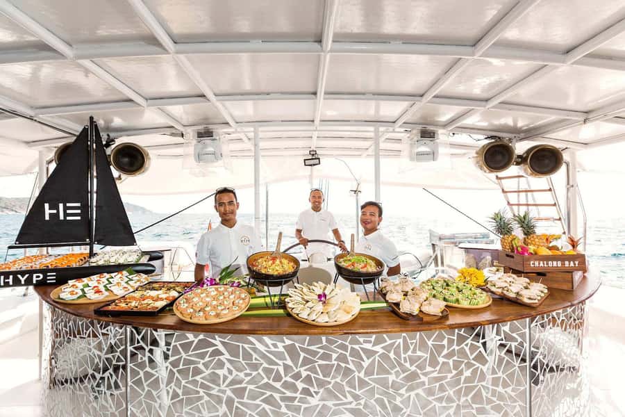 Phuket: Coral and Racha Islands Hype Luxury Catamaran - Coral Island: beautiful sand, limited water access