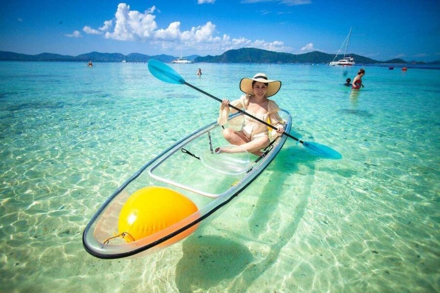 Phuket: Coral Island & Sunset Dinner by Sailing Catamaran - The catamaran ride to Koh Hey