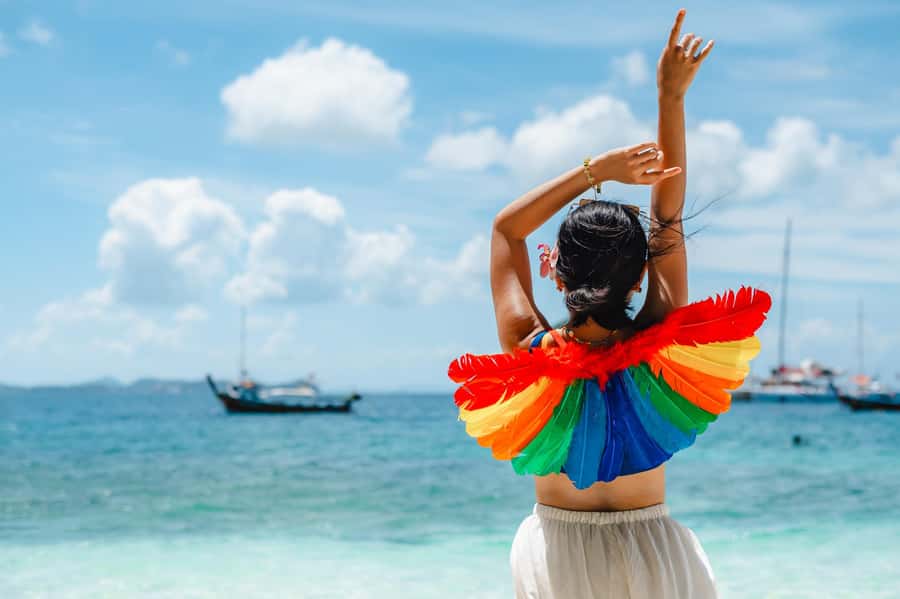 Phuket: Coral, Racha, Promthep Island Catamaran Trip & Lunch - Coral Island: an easy first swim with a crowd factor