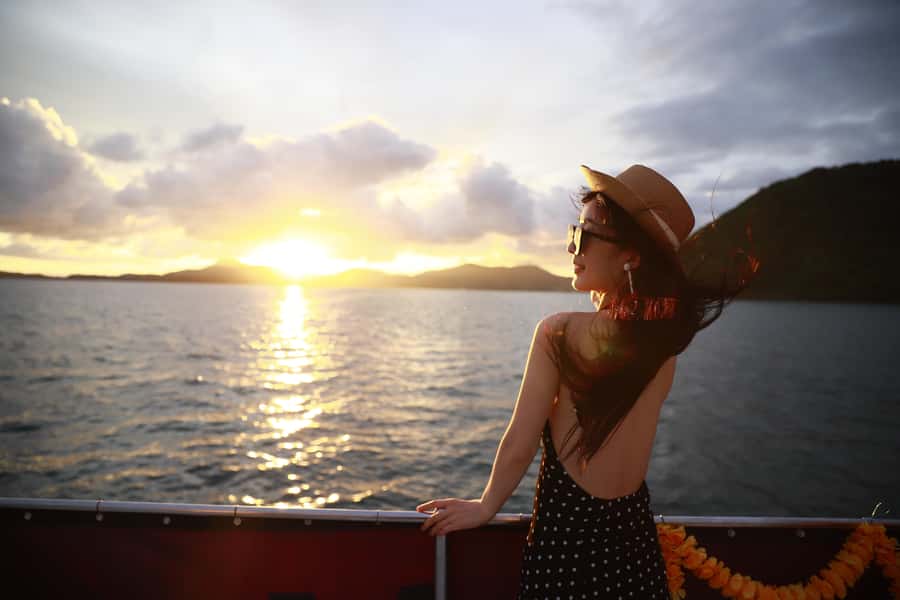 Phuket: Racha & Coral Island Catamaran Tour With Foam Party - Sunset near Promthep Cape closes the day
