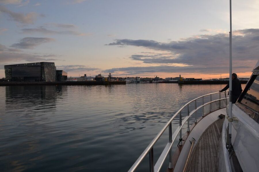 Reykjavik: Northern Lights Motor Yacht Cruise - Leaving Reykjavík Old Harbor after dark