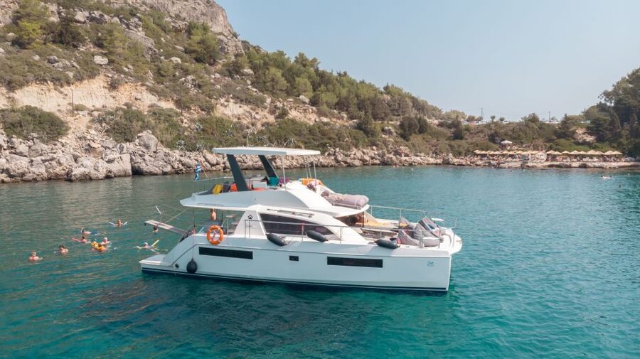 Rhodes: All-Inclusive Catamaran Cruise with Lunch and Drinks - Ladiko Bay: calm water and another long swim