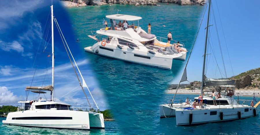 Rhodes: All-Inclusive Catamaran Cruise with Lunch and Drinks - Afandou Caves and the power catamaran choice