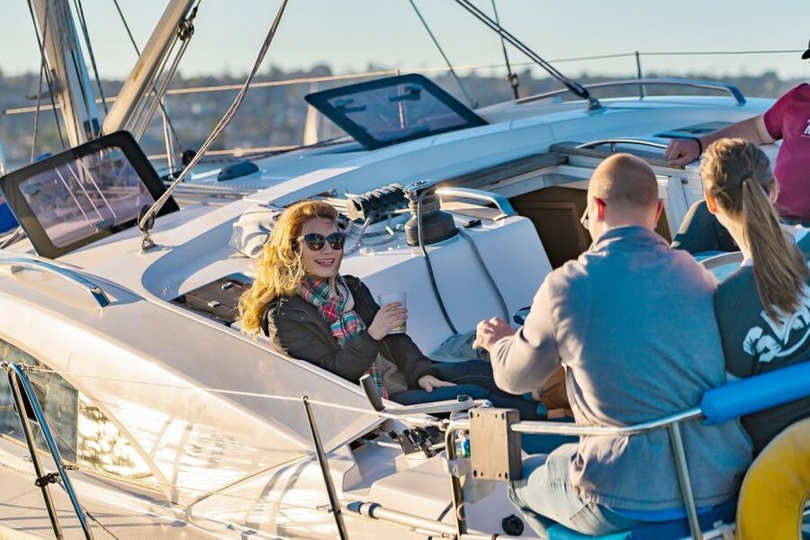 San Diego: Relax on a Morning, Day or Sunset Luxury Sail - Watching aircraft over the harbor