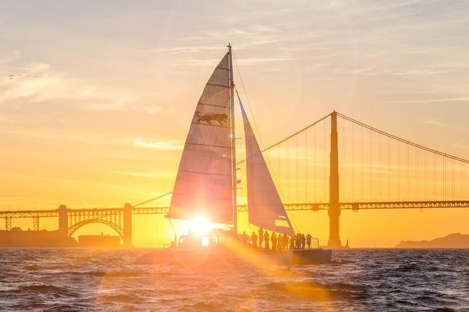 San Francisco Bay Sunset Catamaran Cruise - Alcatraz at twilight and the changing San Francisco skyline