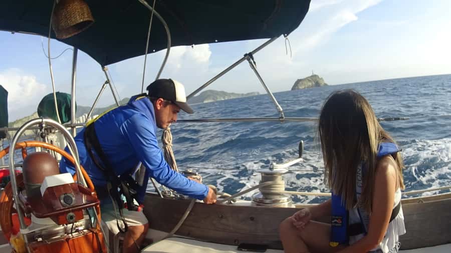 Santa Marta Bay: Sunset on a sail boat - A classic boat instead of a standard catamaran