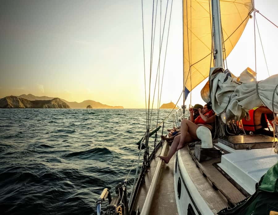 Santa Marta Bay: Sunset on a sail boat - Anchoring for city lights, snacks, and a beer