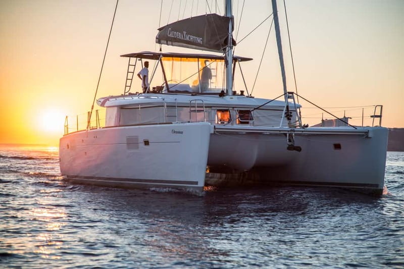Santorini:All-inclusive Catamaran Cruise with Thirassia Stop - Day cruise or sunset cruise?
