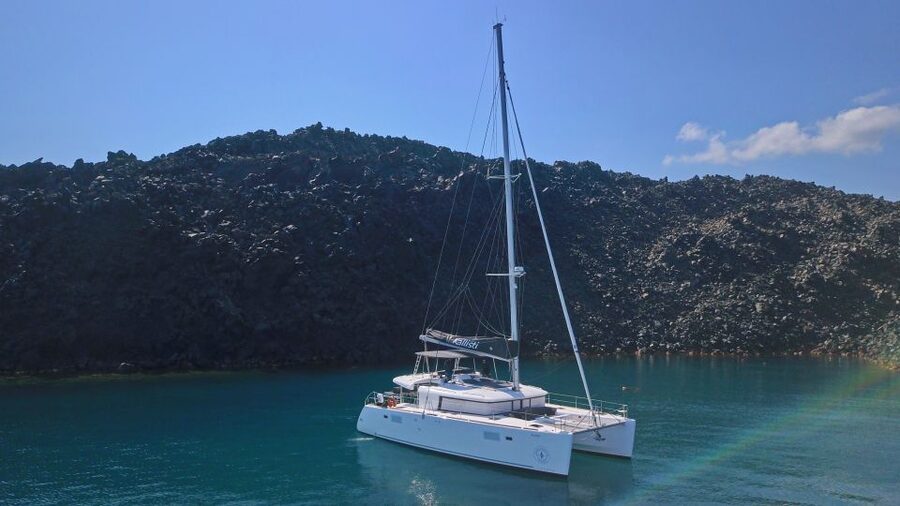Santorini: Caldera Luxury Catamaran Cruise w/ Meal & Drinks - Nea Kameni, sulfur water, and the main meal