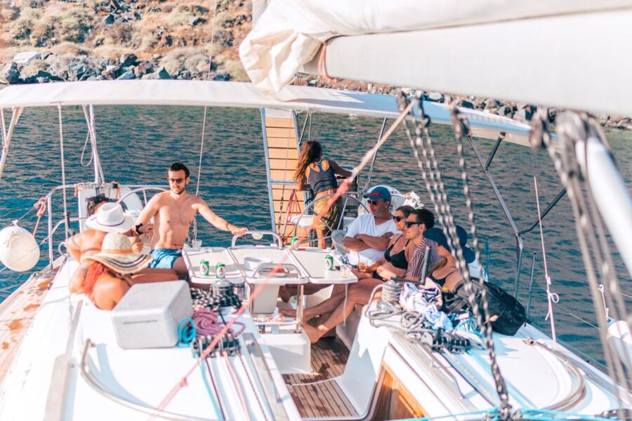 Santorini Caldera: Morning Sailing Cruise with Meal - Palea Kameni and Nea Kameni from the water