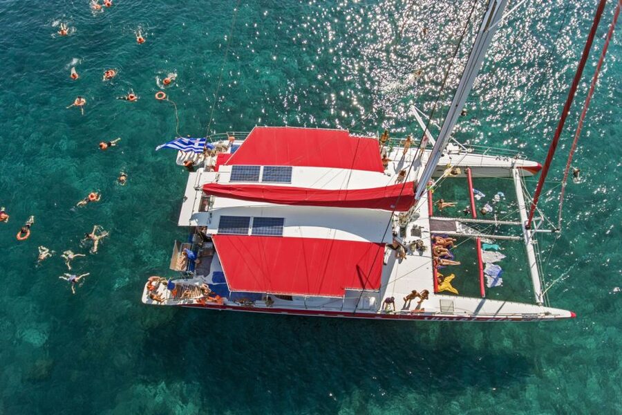 Santorini: Catamaran Cruise, Winery, & Oia Sunset Combo Tour - From the port to Venetsanos Winery