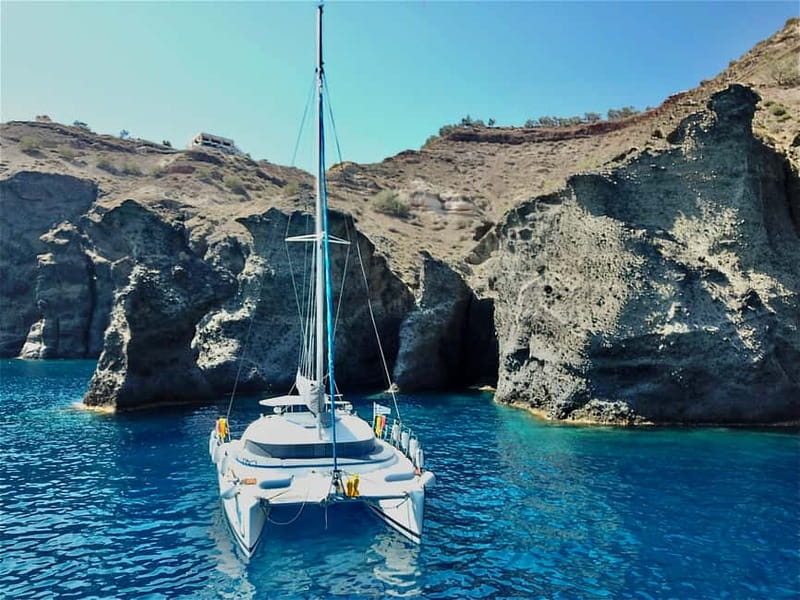 Santorini: Catamaran Cruise with Food and Drinks - Safety, comfort, and what to bring