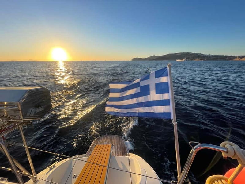 Santorini: Catamaran Cruise with Food and Drinks - White Beach, the lighthouse, and Indian Rocks