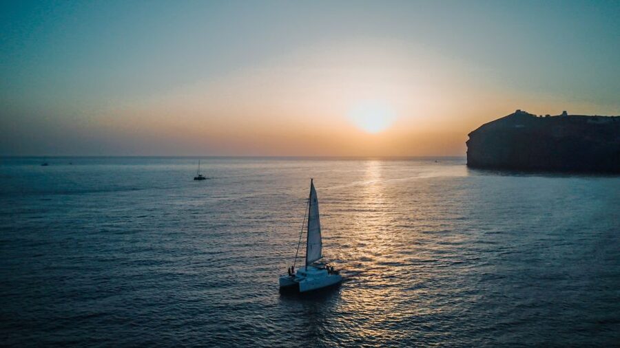 Santorini Catamaran Cruise with Swimming, Meal and Open Bar - Thirassia, the main stop of the day