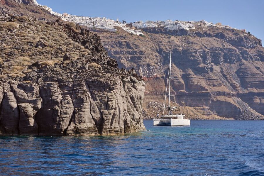 Santorini: Day Luxury Catamaran Cruise with Meal & Drinks - Four Hours, or a Longer Sunset Version?