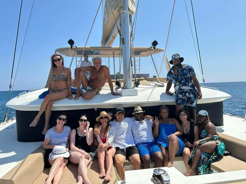 Santorini: Luxury Catamaran Cruise with Lunch, BBQ & Drinks - The Caldera and Palea Kameni hot springs
