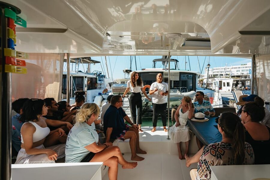 Santorini: Sailing Catamaran Cruise with BBQ and Drinks - Morning sailing or sunset cruise?