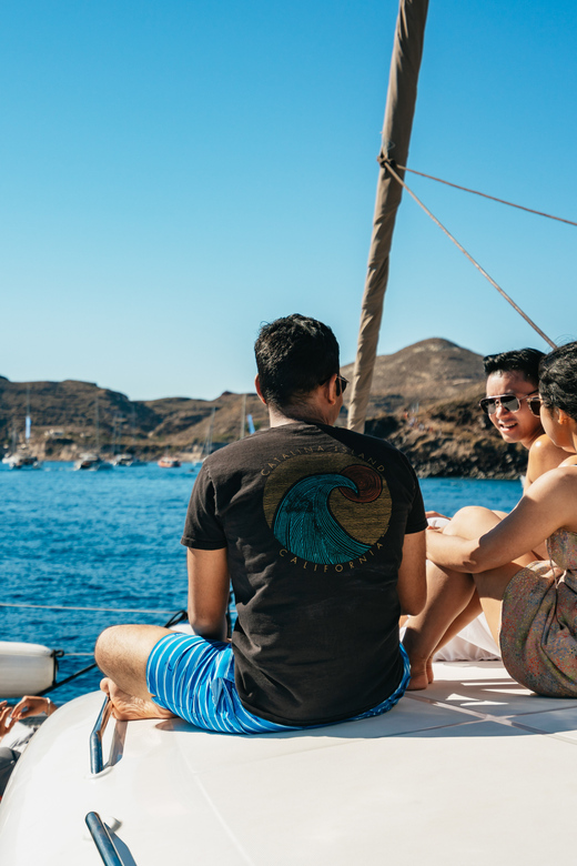 Santorini: Sailing Catamaran Cruise with BBQ and Drinks - A comfortable catamaran with room to spread out
