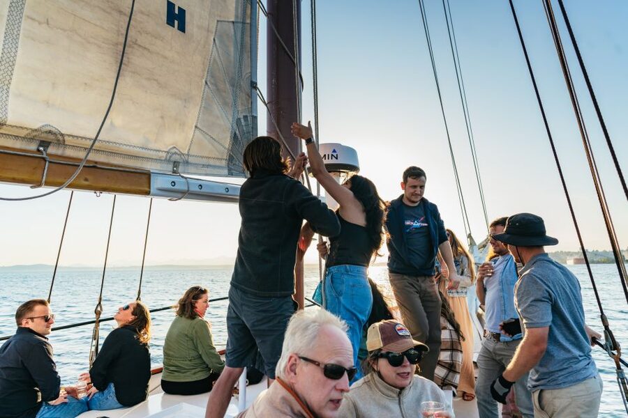 Seattle: Tall Sailboat Sunset Harbor Cruise - Sunset behind the Olympic Mountains