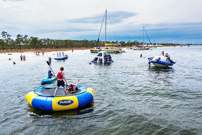 Shell Island Inflatable Adventure Park & Dolphin Sightseeing Tour - Food, drinks, music, and the practical details