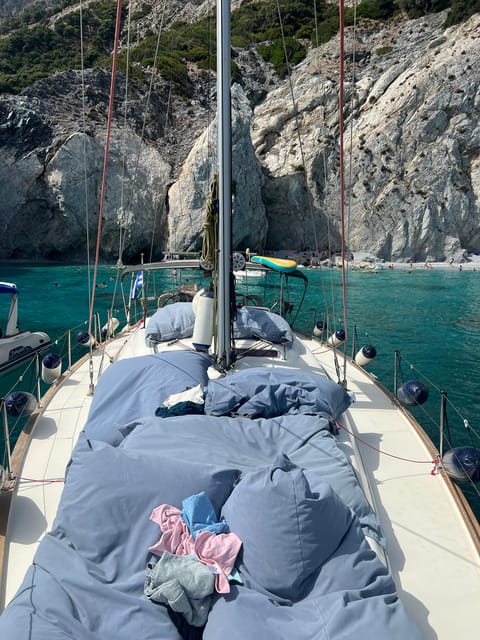 Skiathos: day sailing trip with swim stops and lunch - A relaxed deck, music, and room to switch off