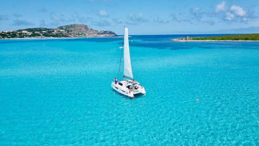 Stintino: Half-day catamaran tour to La Pelosa with aperitif - Sailing Around Piana Island