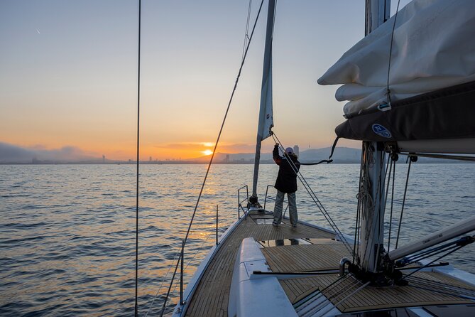 Sunset On A Luxury Sailboat From Port Olimpic - Captain Cristian and the onboard mood