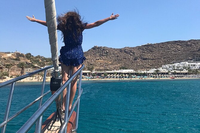 Sunset Sail Cruise to Rhenia, Mykonos Beach Safari, Dinner&Drinks - Greek food served while the yacht rests