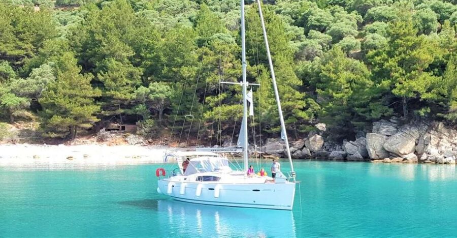 Thassos Island: Sailing Day Cruise Beer & Snack - The likely route from Prinos toward Thassos beaches