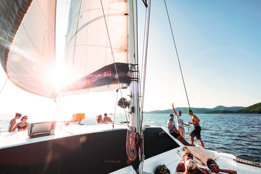 Whitsundays Sailing & Snorkelling Day Tour – All Inclusive - Sailing out from Coral Sea Marina